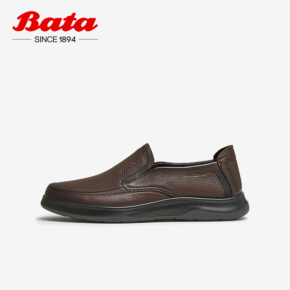 Bata乐福鞋男秋商场新款英伦舒适羊皮通勤休闲一脚蹬98198CM4,淘宝优惠券,粉丝福利购,淘宝优惠卷