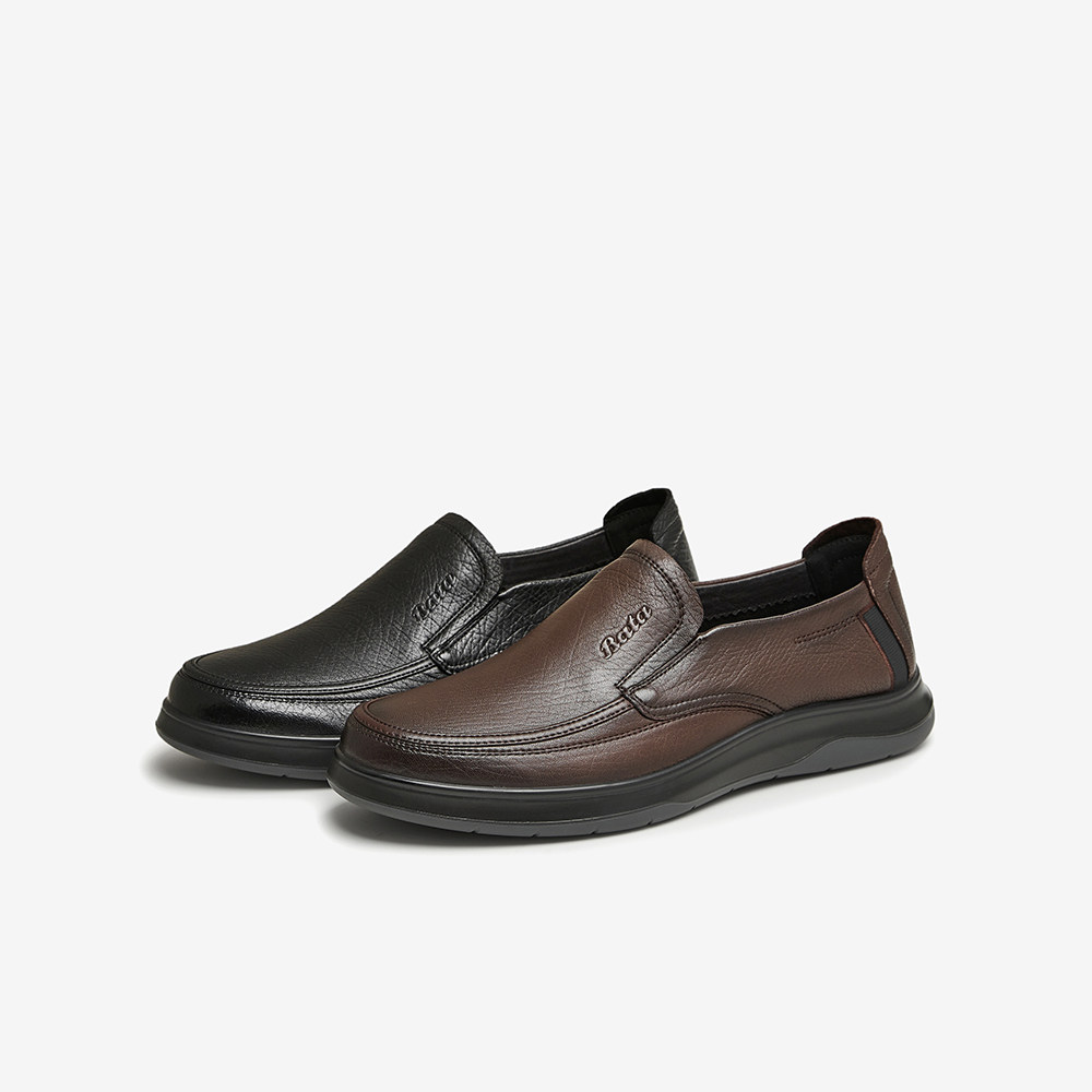 Bata乐福鞋男秋商场新款英伦舒适羊皮通勤休闲一脚蹬98198CM4,淘宝优惠券,粉丝福利购,淘宝优惠卷