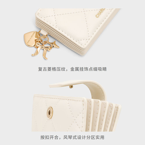 CHARLES&KEITH夏季女包CK6-50701613风琴式菱格短款卡包金属包挂 - 图3