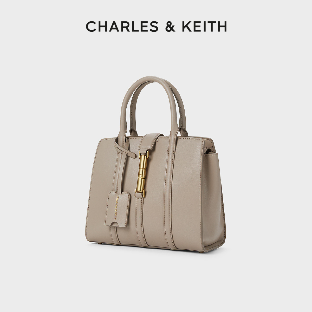 CHARLES&KEITH24夏季新品CK2-30271414通勤吸扣托特包帆布手提包