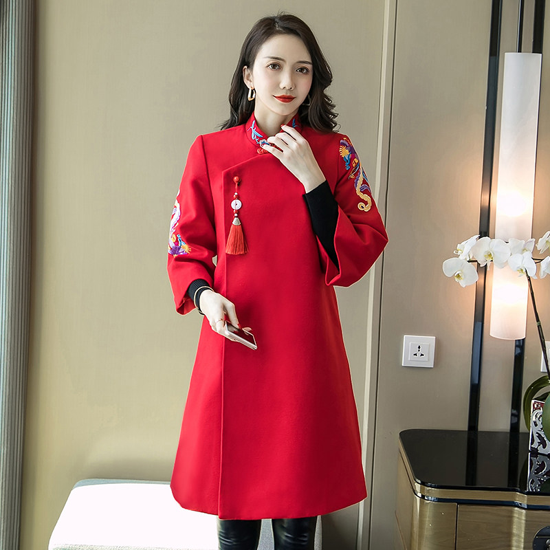 改良版旗袍女秋冬装加厚外套连衣裙 jossepon旗袍