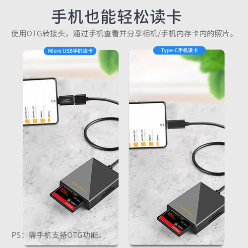 读卡器四合一万能cf/sd卡/ms/tf内存卡typec单反相机高速转手机电脑多功能多合一转换器ccd外接微单u盘 - 图2