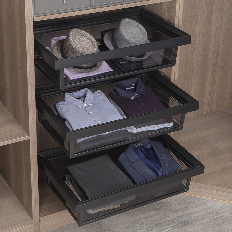 衣柜拉篮抽屉式裤架伸缩内置收纳篮衣橱衣帽间玻璃储物篮五金配件,淘宝优惠券,粉丝福利购,淘宝优惠卷