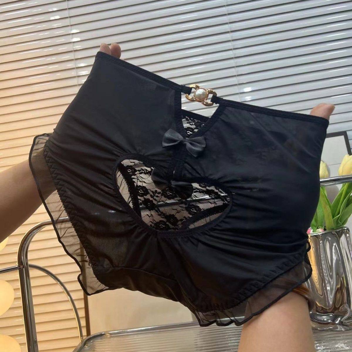 原创少女爱心镂空美臀内裤女蕾丝拼接蝴蝶结低腰三角裤纯棉裆,淘宝优惠券,粉丝福利购,淘宝优惠卷