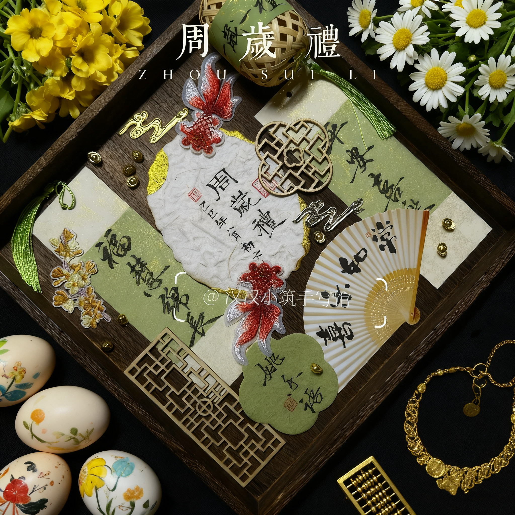 纯手写周岁礼百日满月礼东巴纸中式拍照卡片宴会摆台手写定制书签,淘宝优惠券,粉丝福利购,淘宝优惠卷