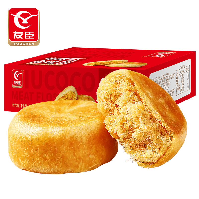 友臣1kg年货礼盒早餐整箱心肉松饼 友臣传统糕点