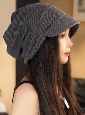 秋冬冷帽大头围显脸小堆堆帽女