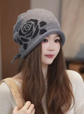 秋冬女款保暖卷边堆堆帽显脸小
