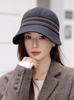 秋冬保暖显脸小毛呢报童帽女款
