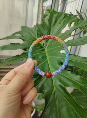 定制手围爆火立体回纹手镯纯手工编织手绳可穿珠配件饰品礼物
