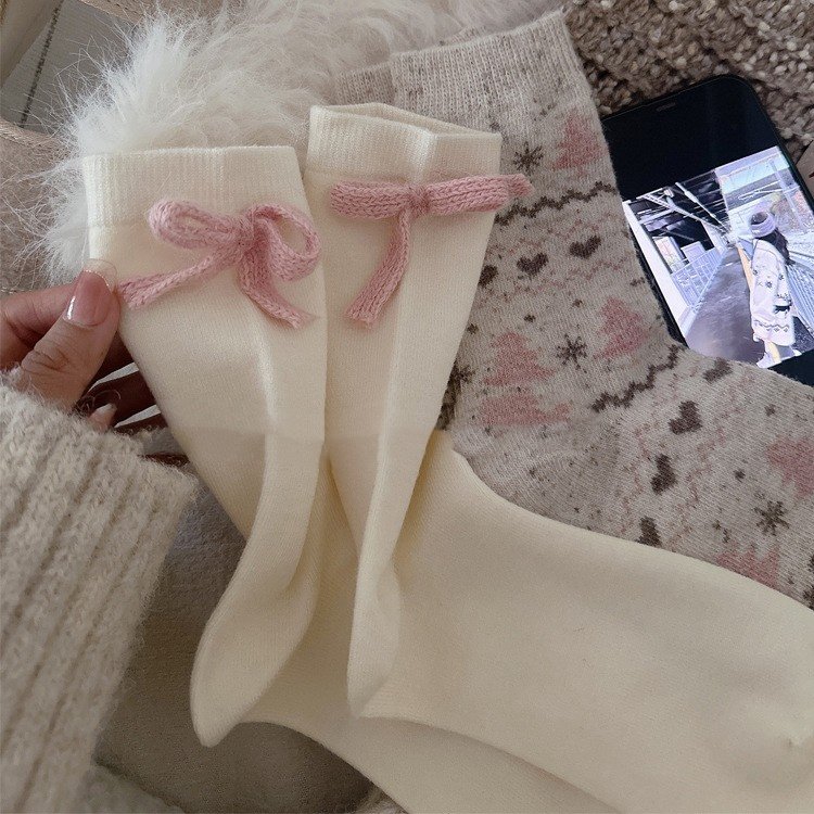 秋冬氛围感灰粉色加厚羊毛袜费尔岛保暖ins小红书同款中筒堆堆袜,淘宝优惠券,粉丝福利购,淘宝优惠卷
