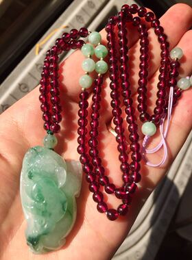 天然a货翡翠雕刻如意貔貅紫牙乌