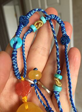 南红原创手工编织挂绳蜜蜡项链