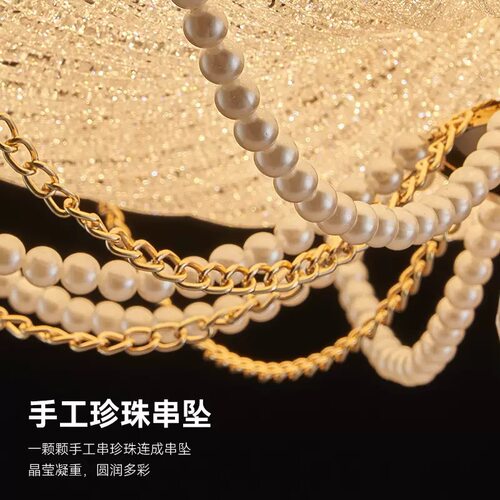 法式卧室吸顶灯led圆形南瓜灯轻奢水晶书房主卧设计师款房间顶灯 - 图3
