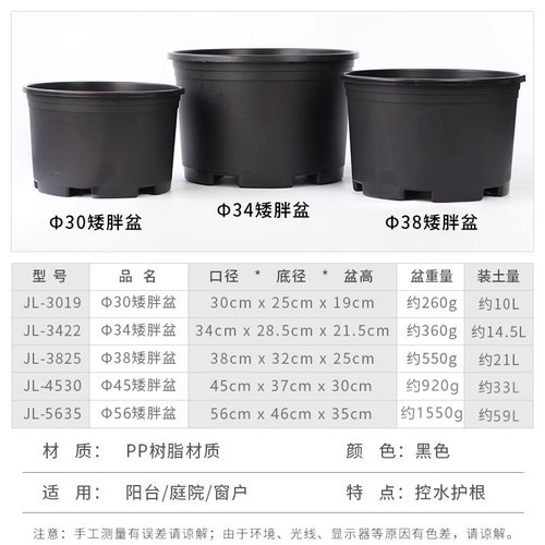 黑色加仑盆加厚特大口径防晒花盆塑料矮胖菜盆绣球蓝莓控根定植盆 - 图2
