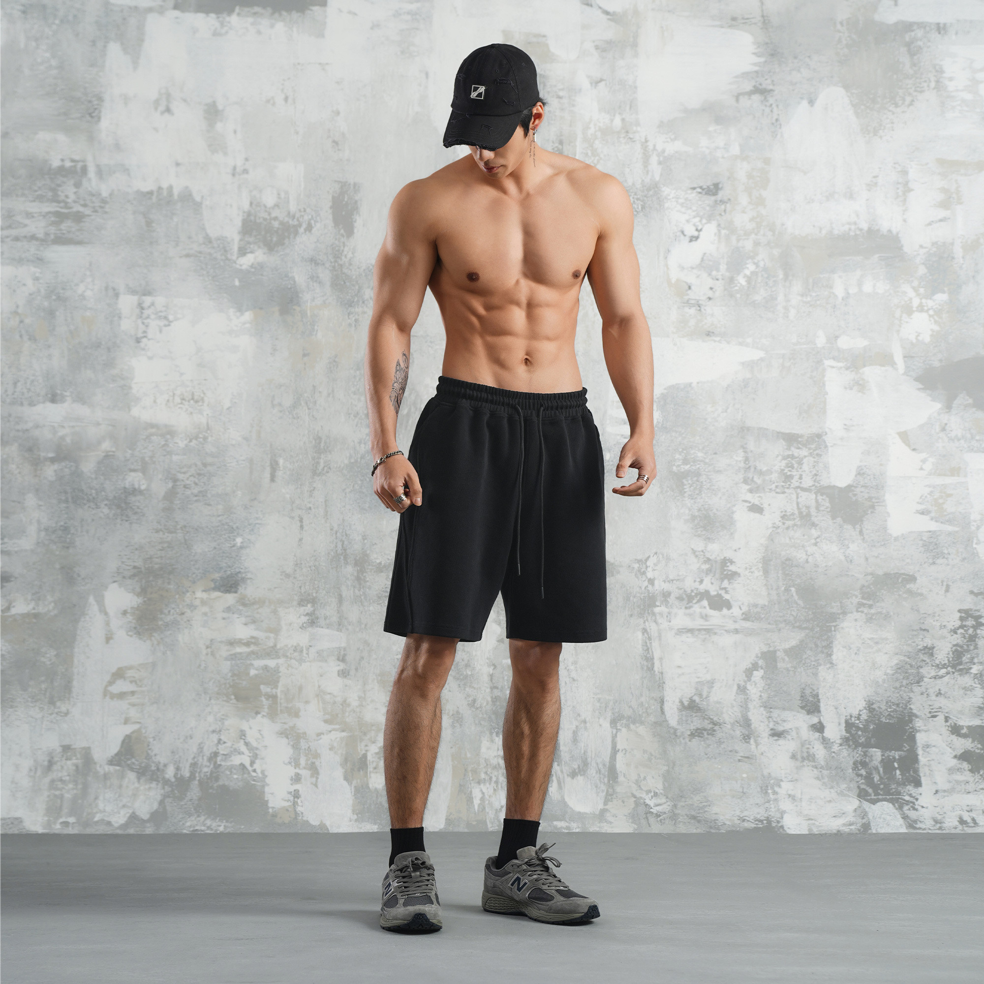 鹿家门宽松重磅短裤男夏季新款直筒印花美式高街运动休闲裤五分裤,淘宝优惠券,粉丝福利购,淘宝优惠卷