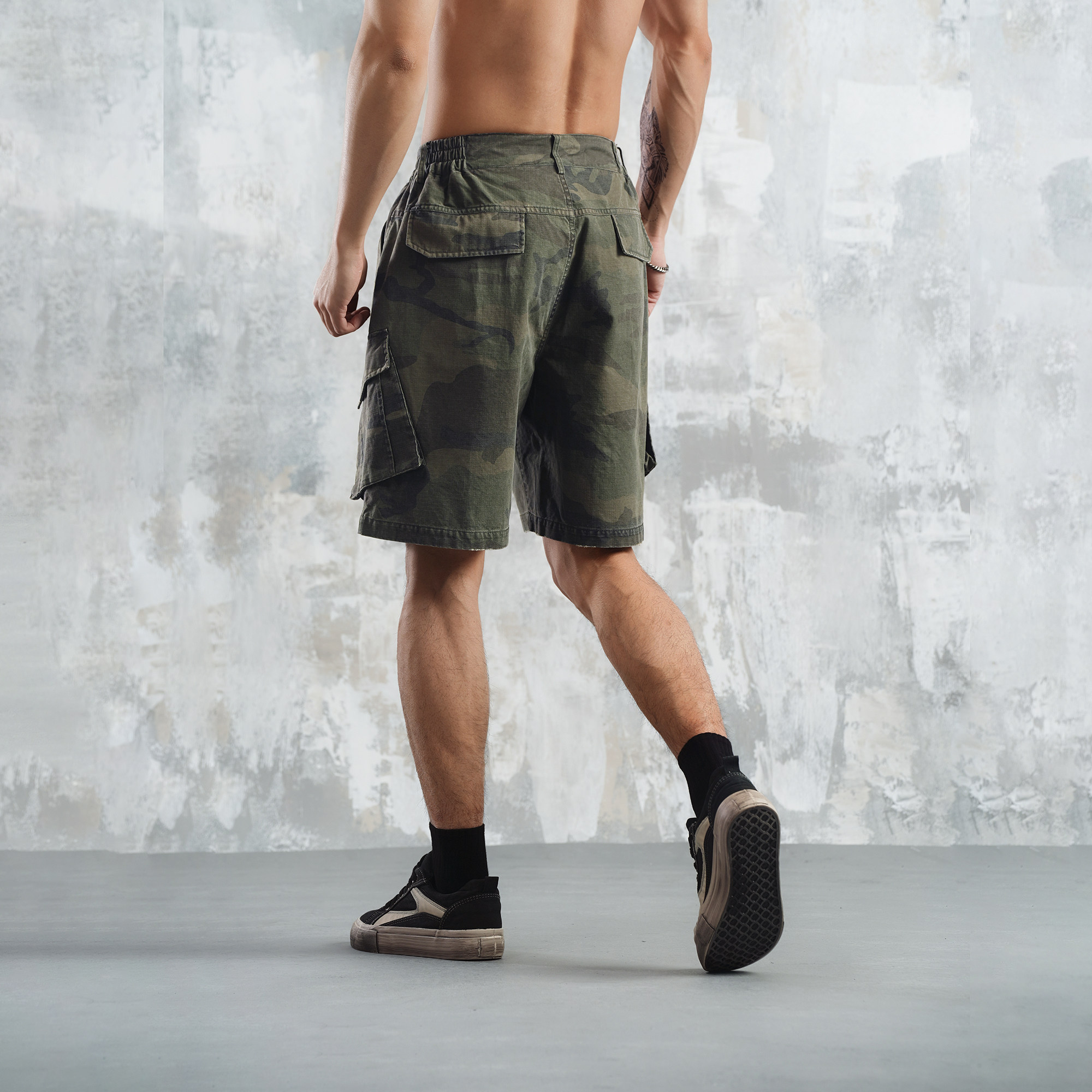 鹿家门美式迷彩短裤男款2025新款夏季休闲宽松直筒时尚工装裤子,淘宝优惠券,粉丝福利购,淘宝优惠卷