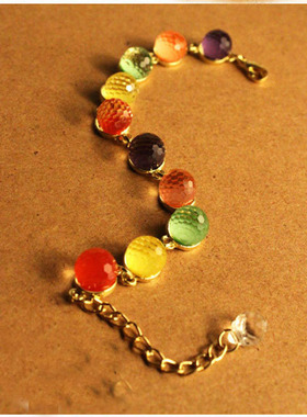 少女心甜美风七彩配饰水晶手链