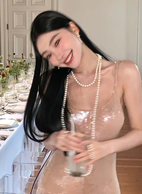 长珍珠项链配饰女秋冬轻奢毛衣链