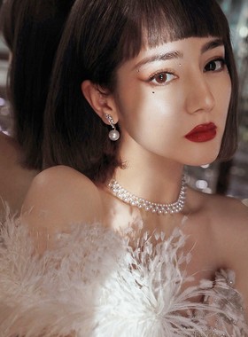 子义同款短款珍珠项链轻奢锁骨链