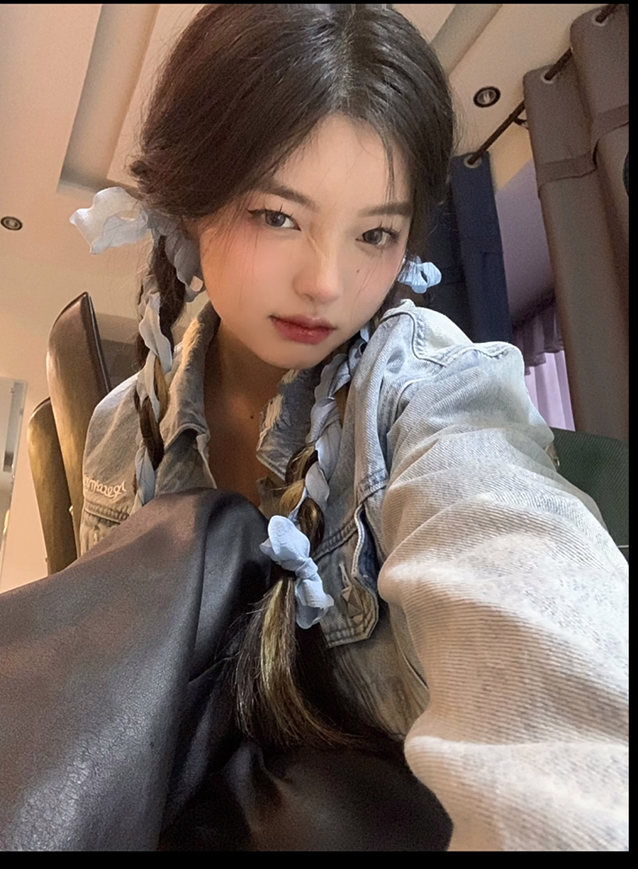 曦子同款拽姐蓝色木耳边丝带编发头绳飘带发长绳绑发带子头饰发绳,淘宝优惠券,粉丝福利购,淘宝优惠卷