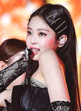 明星发饰金智妮水钻一字夹发卡子