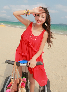 波西米亚饰品夏季长款多层彩色手工串珠木制项链度假拍照旅游配饰