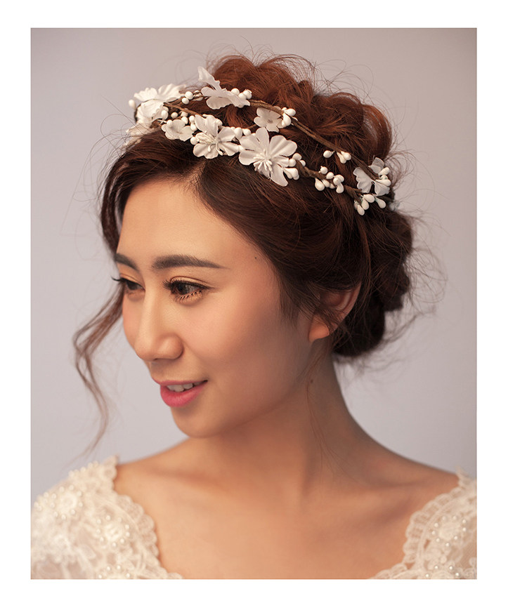 韩式新娘头戴花环饰品发饰映山红花朵发箍头饰女影楼写真拍照配饰