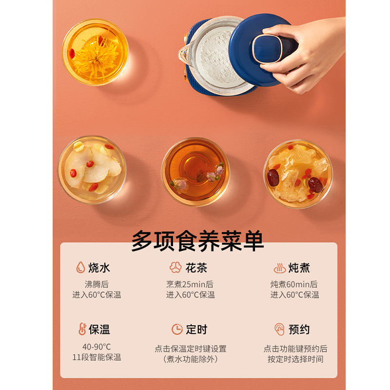 乐扣全玻璃养生壶家用多功能煮茶壶办公室小型煮茶器恒温烧水壶