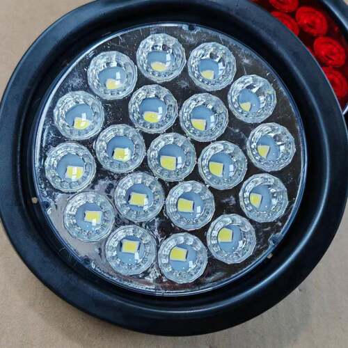 LED挂车后尾灯小三色圆尾灯转向橡皮圆形倒车灯中集大货车24V四寸 - 图1