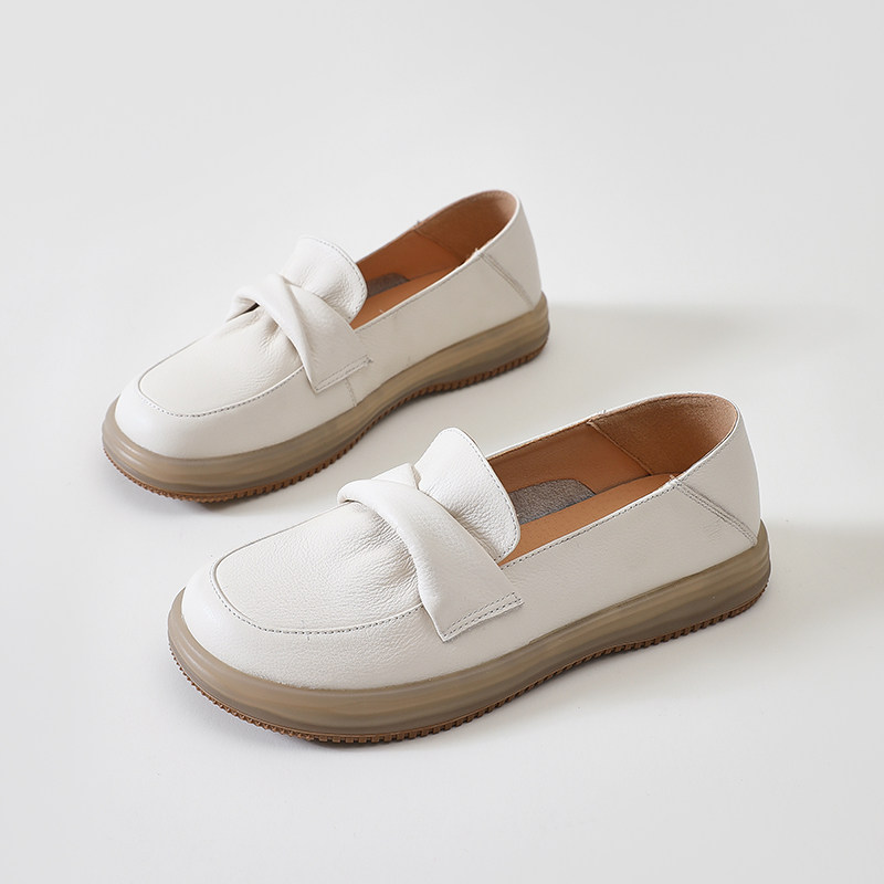真皮乐福鞋女头层牛皮一脚蹬懒人单鞋2025新款运动休闲平底小白鞋,淘宝优惠券,粉丝福利购,淘宝优惠卷