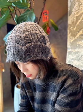 韩版女秋冬钩花镂空头巾包头帽潮