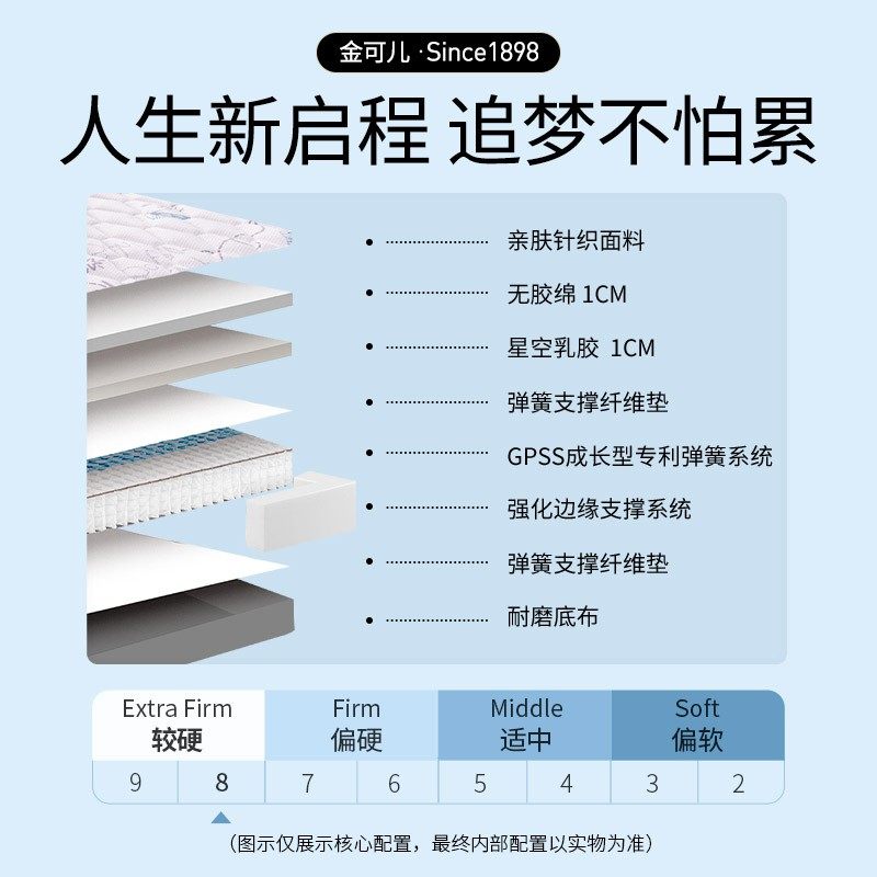 金可儿成长儿童乳胶GPSS独袋弹簧系统环保透气偏硬护脊床垫 启程,淘宝优惠券,粉丝福利购,淘宝优惠卷