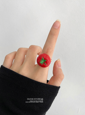 女塑料树脂卡通童趣番茄戒指
