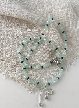 多喜商店【海风织梦】撞色珠光人鱼色芭蕾风蝴蝶结甜妹锁骨短项链