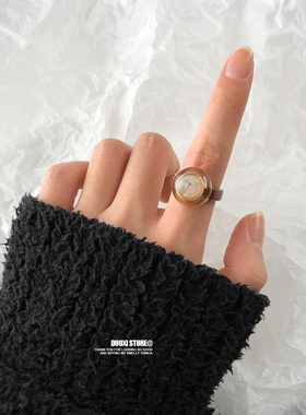 多喜商店【在野】复古咖色系做旧树脂晕染圆形设计感小众法式戒指