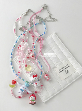 串珠女卡通kt猫可爱项链