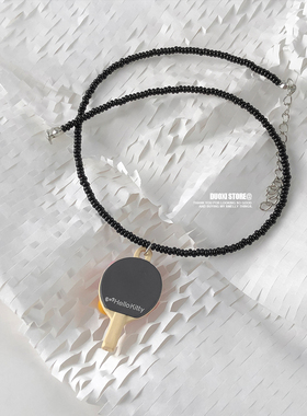 多喜商店【运动健将】乒乓球棒球垒球kt猫蝴蝶结吊坠黑色串珠项链