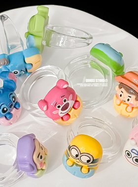 女塑料卡通童趣胡迪三眼怪戒指