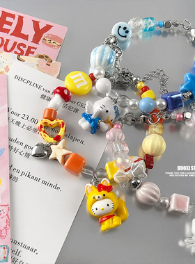女陶瓷卡通kitty猫糖果色手链