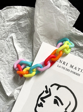 彩虹亚克力手作原宿风土酷手链