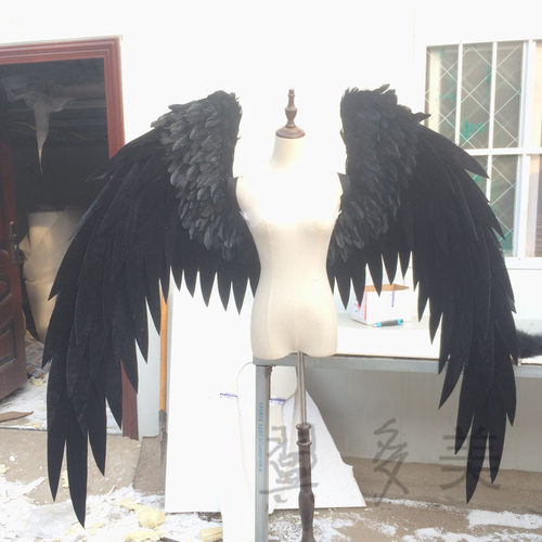cosplay白色绒布羽毛天使翅膀开业车展成人模特走秀道具卡通游戏 - 图0