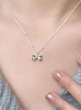 立体甜美蝴蝶结项链女百搭锁骨链