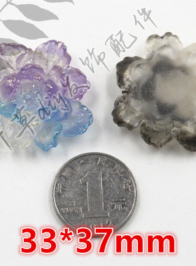 33*37mm树脂花金粉透色牡丹花