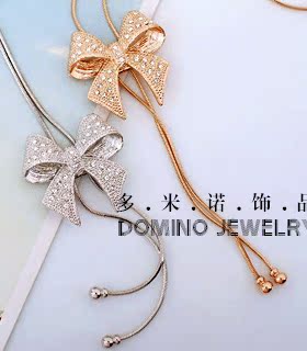 韩版水晶淑女风长款流苏毛衣链