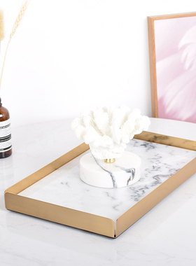 轻奢风长方形大理石纹茶杯托盘