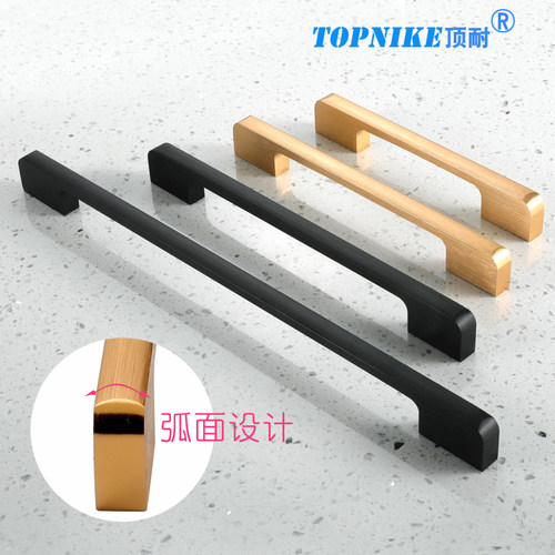 顶耐简约衣柜门拉手橱柜抽屉把手长条金色黑色铝合金北欧金属拉丝 - 图1