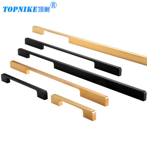 顶耐简约衣柜门拉手橱柜抽屉把手长条金色黑色铝合金北欧金属拉丝 - 图0