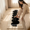 Black and white simple carpet bedroom bedside blanket high-end flocking foot mat living room thickened water-absorbent non-slip long floor mat