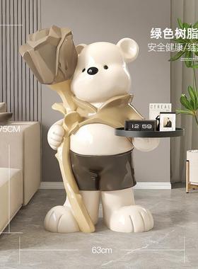 奶油风熊摆件大型落地家居装饰品客厅电视柜沙发边几乔迁新居礼物